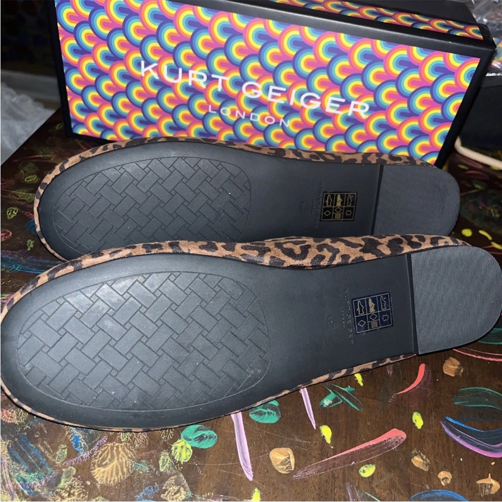Kurt Geiger Brown Suede  Leopard Print  Chelsea Ballerina Flats MSRP $198 Sz 11 - Picture 7 of 10